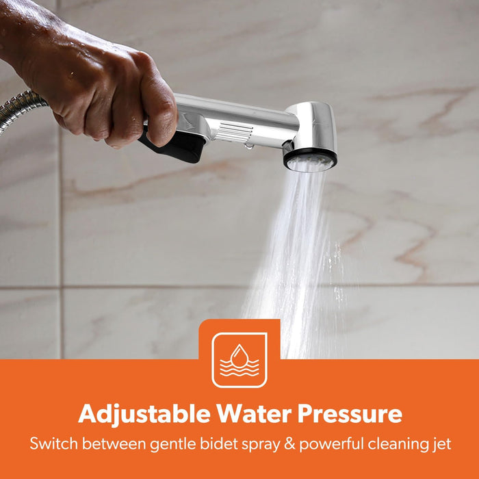 Geepas Hand Held Toilet Bidet Sprayer - Bathroom Shower Bidet Tap Spray, Shattaf Toilet Cleaning Faucet – Water Hose and Mounted Sprayer Holder Included - Douche Bidet Toilet Spray