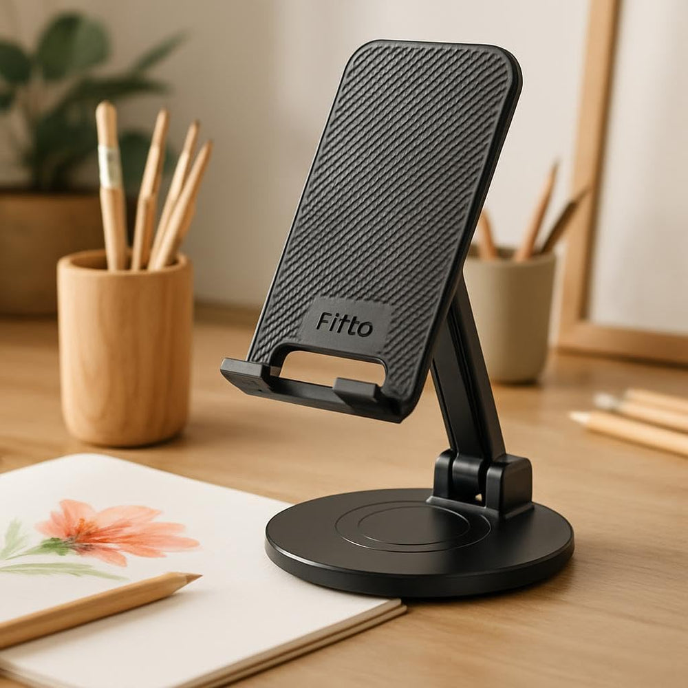 Fitto Foldable Cell Phone Stand For Desk 360-Degree Rotating Holder Universal Mobile Stand