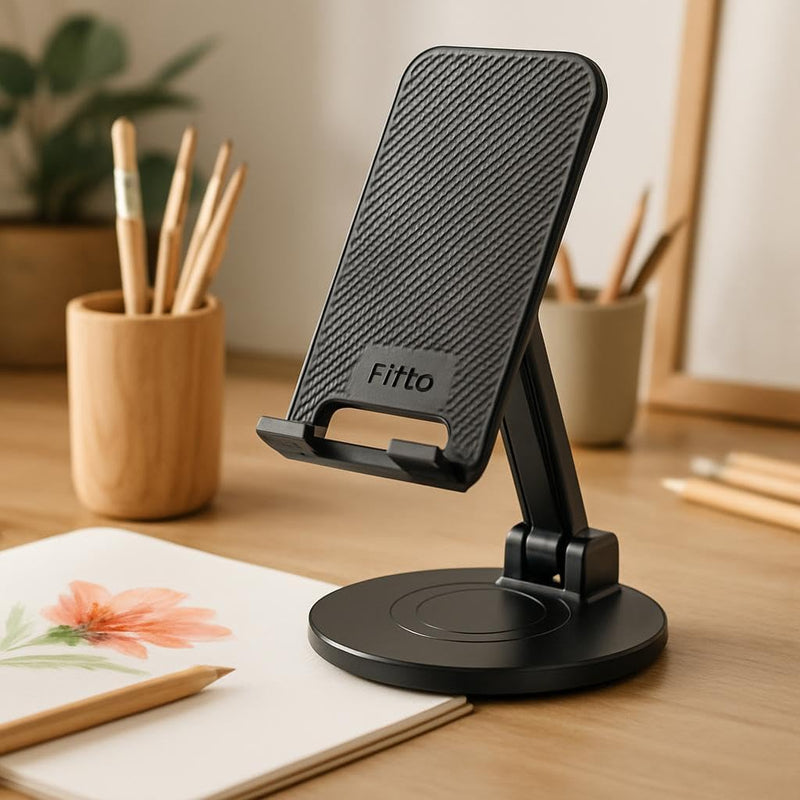 Fitto Foldable Cell Phone Stand For Desk 360-Degree Rotating Holder Universal Mobile Stand