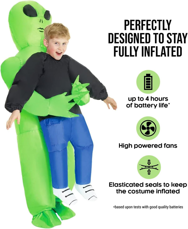 PINKE Kids Inflatable Alien Costume, Blow Up Alien Outfit for Children Halloween Prop Toy Cosplay Party Supplies, Halloween Costumes for Kids, One Size