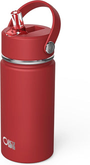 14oz Kids Water Bottle with Straw Lid, Vacuum Insulated 316 Stainless Steel Bottles for Kids for School, Leakproof, Easy to Clean - Red