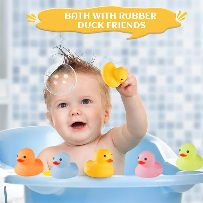 WAMSOLE Bath Duck Toys 30 PCS Mini Rubber Ducks Squeak and Float Duckies Baby Shower Toy Party Decoration for Toddlers Boys Girls (1.8''-30pcs)