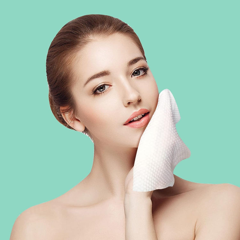 MAKINGTEC Disposable Face Towel, Facial Tissues, Wet Dry Face Cloths, Biodegradable Clean Towels, Makeup Remover Wipes Ultra Soft for Sensitive Skin, Extra Thick for Cleansing (3 Pack)