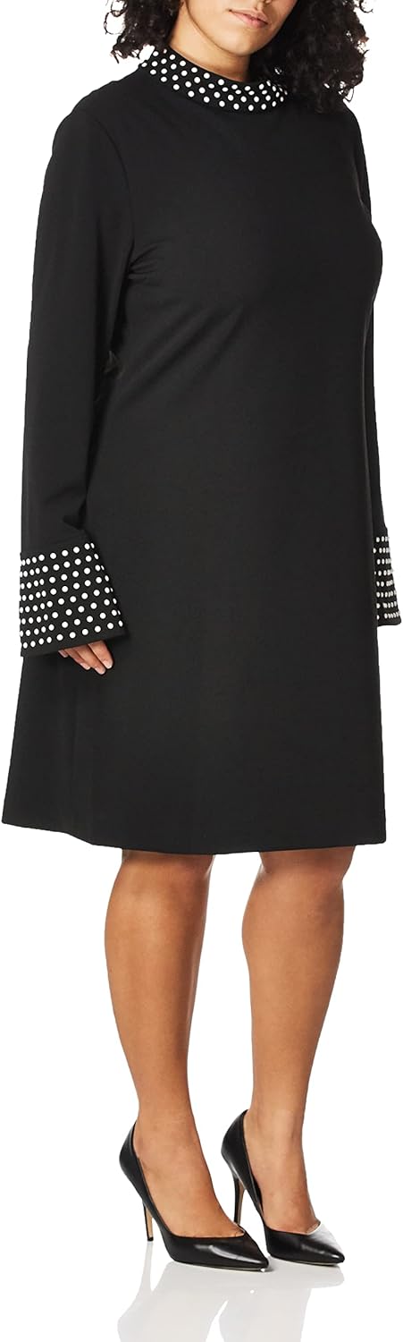 Paris Women's Mock Neck Bell Sleeve Sheath Dress - Black