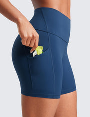 CRZ YOGA Womens Butterluxe Biker Shorts with Pockets 5 Inches - High Waisted Volleyball Workout Athletic Yoga Short Leggings