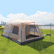 Tobys New double layer outdoor camping tent A bedrooms and A living room family cabin - M Khaki