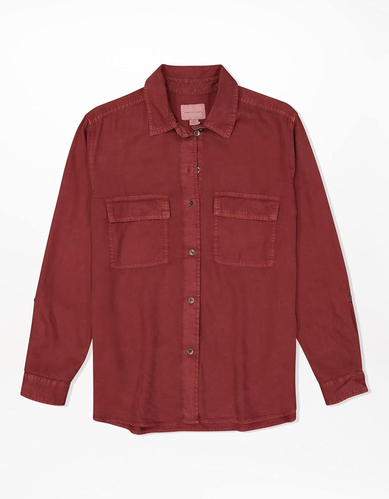 Women Button-Up Shirt - Rust