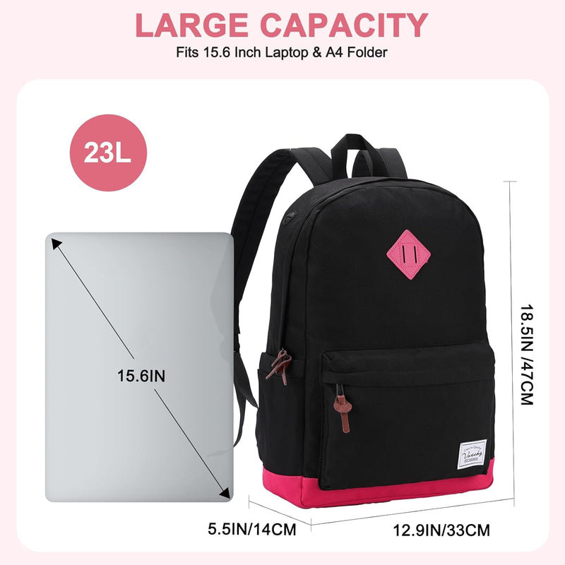 VASCHY Men's Backpack, Women's Waterproof School Bag, Boy Girl Computer 15.6 Inch Vintage for School, College, Work, Travel, Leisure