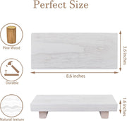 zoocatia Small Wood Tray Pedestal Stand Farmhouse Bathroom Decor Decorative Wooden Riser Kitchen Soap Dish Holder for Vanity, Counter, Sink, Brown