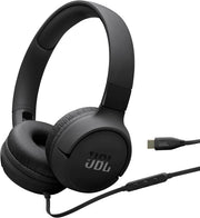 JBL Tune 520C USB-C Wired Headphones Hi-Res Audio, Pure Bass Sound, 3-Button Remote, Padded On-Ear Design Purple - JBL TUNE 520C Black