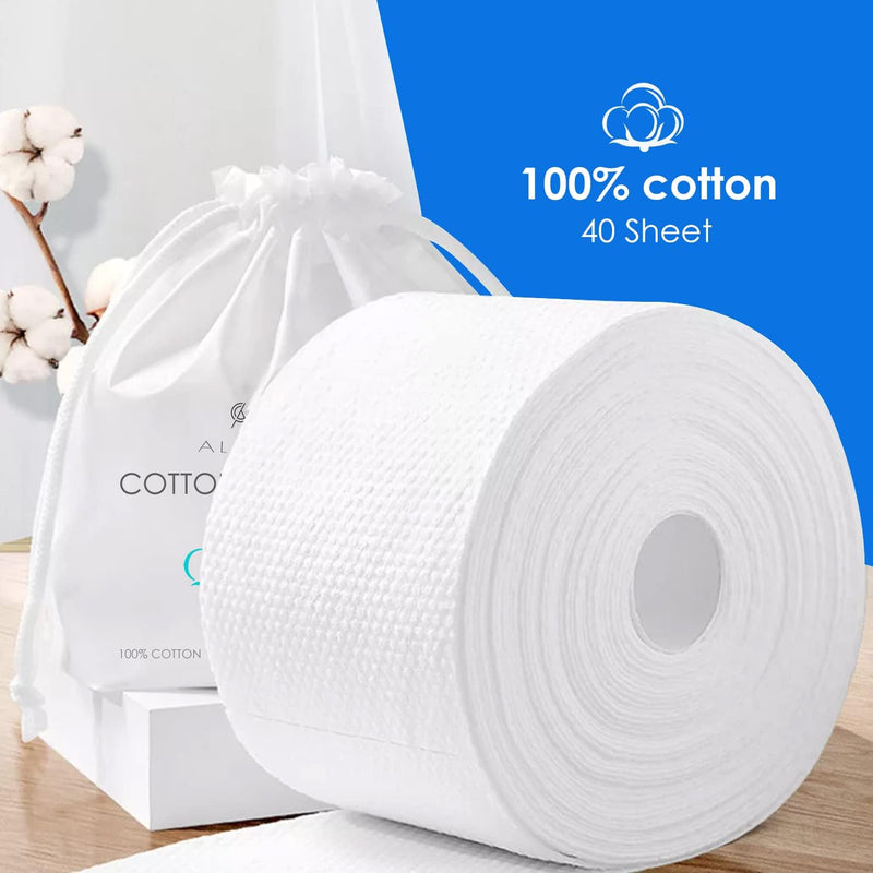 ALISSA Reusable Disposable Face Towel 100% Cotton Ultra Soft Extra Thick Facial Tissue Dry and Wet Use Wipes for Skin Care Makeup Removing Baby Care and Surface Cleaning (3 Packs)