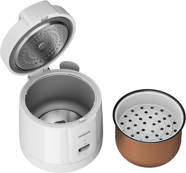 Hitachi Rice Cooker, 1.8 (L) Capacity, 800W-950W Cooking Power, Non-stick inner pot, LED Light Display, Easy to Clean after Cooking, Keeps your food warm for up to 12 hours-White-RZ-S18MNW