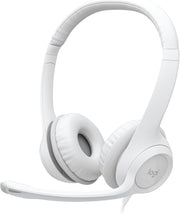 Logitech H390 Wired Headset for PC/Laptop, Stereo Headphones with Noise Cancelling Microphone, USB-A, In-Line Controls, Works with Chromebook - Black - Off-White
