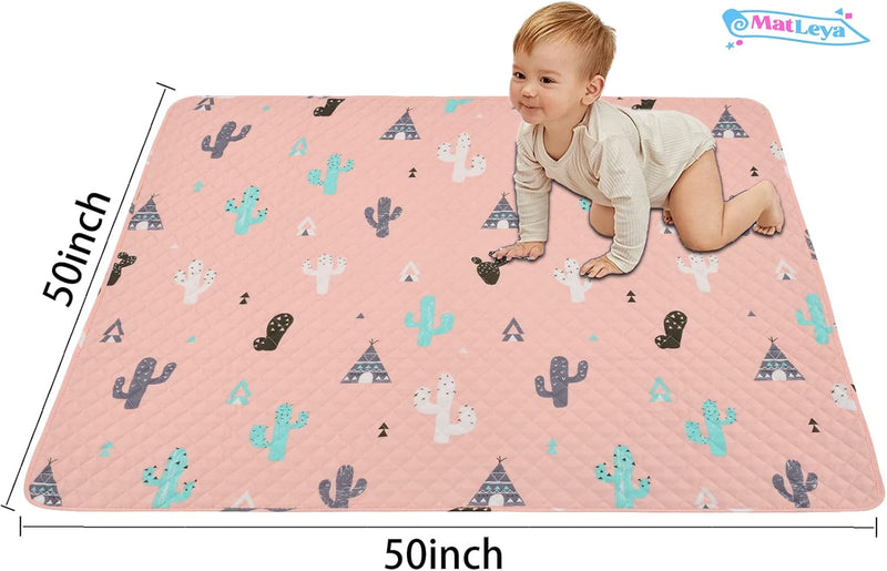 Portable Baby Play Mat Machine Washable, Foldable Crawling Mat for Floor 43x43 Baby Playpen Mat, Soft Non Slip Non-Toxic Playmats for Infants, Kids Tent Mat Square