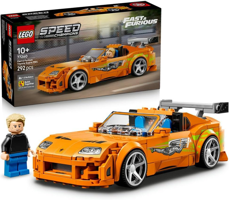 Speed Champions The Fast and The Furious Toyota Supra MK4 Car Toy - Model Kit w/Bryan O'Conner Minifigure - STEM Gift for 10+ Year Old Boys & Teenage Movie Fans - 77260