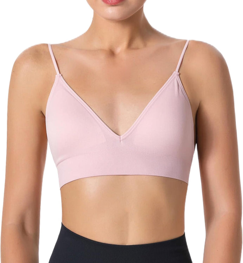 Dress Cici Women'S V Neck Triangle Strappy Sport Bra With Strappy Shoulder Strap