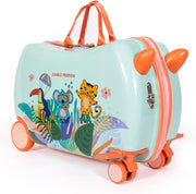 MILK&MOO Rideable Kids Suitcase Jungle Friends, Fun and Safe, Durable, Spacious, and Ergonomic Design, Enjoyable Journeys with 360-Degree Swivel Wheels,Suitable for Children Aged 2-6 Years