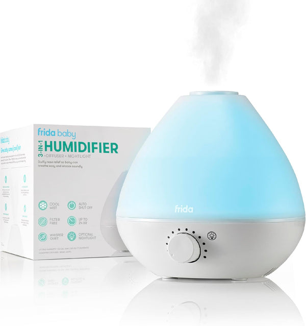 3-in-1 Humidifier with Diffuser and Nightlight, White - 0.5 Gallon Tank