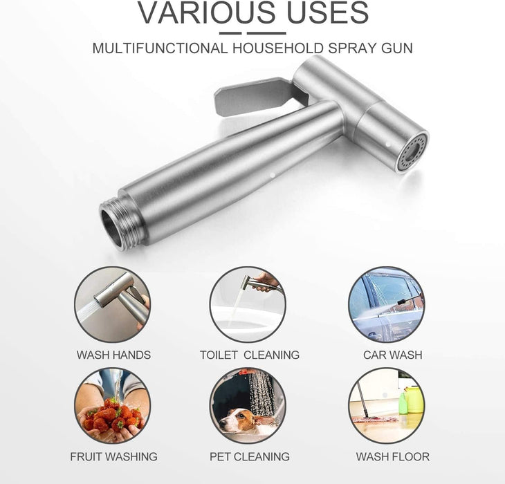 LIMOS Handheld Bidet Sprayer Shattaf Cloth Diaper Toilet Sprayer Stainless Steel Brushed Bathroom Shower