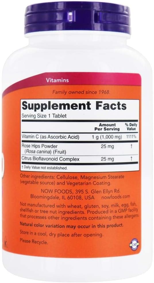 Foods Vitamin C-1000 with Rose Hips & Bioflavonoids Immune Support & Antioxidant Protection & Collagen Formation & Overall Wellness 250 Tablets