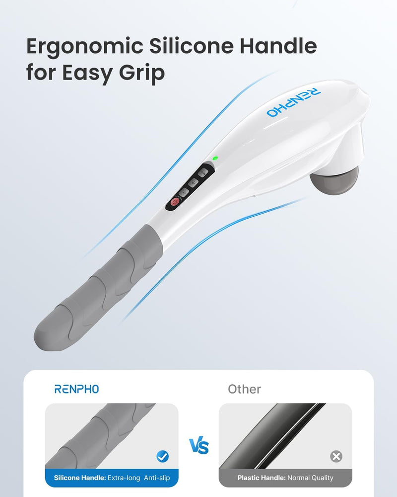 RENPHO Hand Held Deep Tissue Massager for Muscles, Back, Foot, Neck, Shoulder, Leg, Calf Pain Relief-2600mAh Large Capacity Battery Cordless Electric Percussion Full Body Massage with Portable Design - White