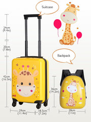 Kids Luggage Set,Kids Luggage and Backpack,Toddler lightweight trolley case with spinner wheels,Hardside carry-on suitcase for boys and girls (Yellow) - Yellow