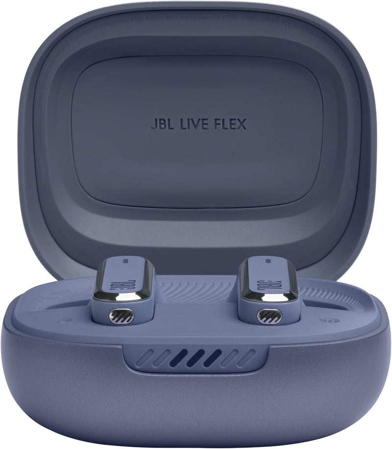 JBL Live Flex True Wireless Noise Cancelling Earbuds, Hi-Fi with Personi-Fi 2.0, 40H Battery, 6 Beam Forming Mics, Bluetooth 5.3, Touch/Voice Control, IP54 Water & Dust Resist - Blue, JBLLIVEFLEXBLU