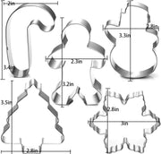 GELIFATLE Christmas Cookie Cutters Winter Set 5 PcsSnowman, Christmas Tree, Gingerbread Man, SnowflakeCandy Cane., GE-006
