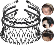 Shining Diva Fashion 6 Pcs Combo Hair Band for Men Boys Women Girls Kids Black Metal Hairband Headbands Sports Yoga Face Wash Facial Hair Accessories (15905HB)