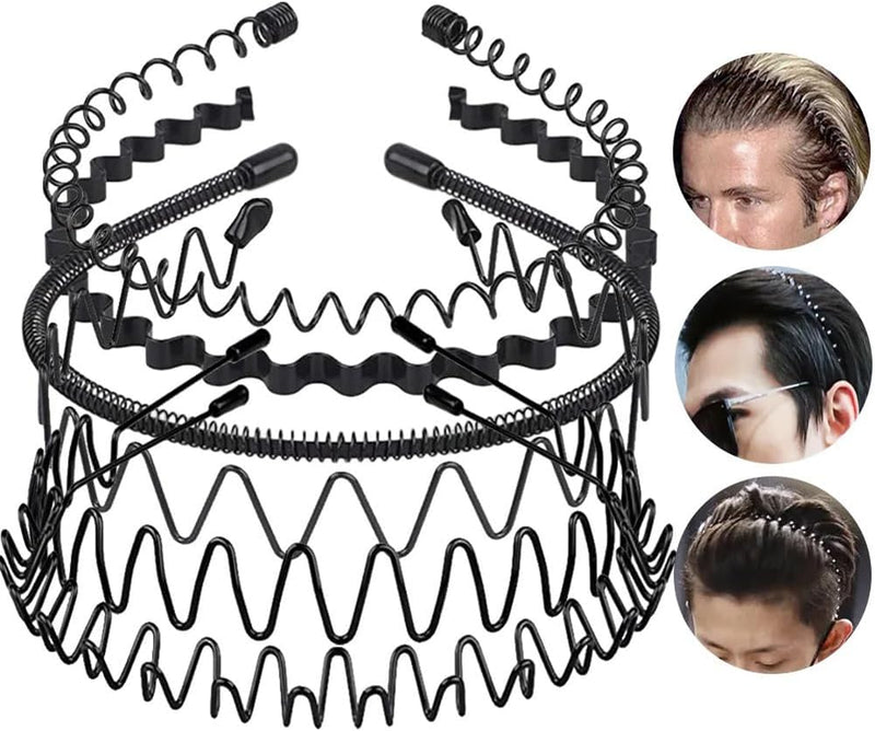 Shining Diva Fashion 6 Pcs Combo Hair Band for Men Boys Women Girls Kids Black Metal Hairband Headbands Sports Yoga Face Wash Facial Hair Accessories (15905HB)