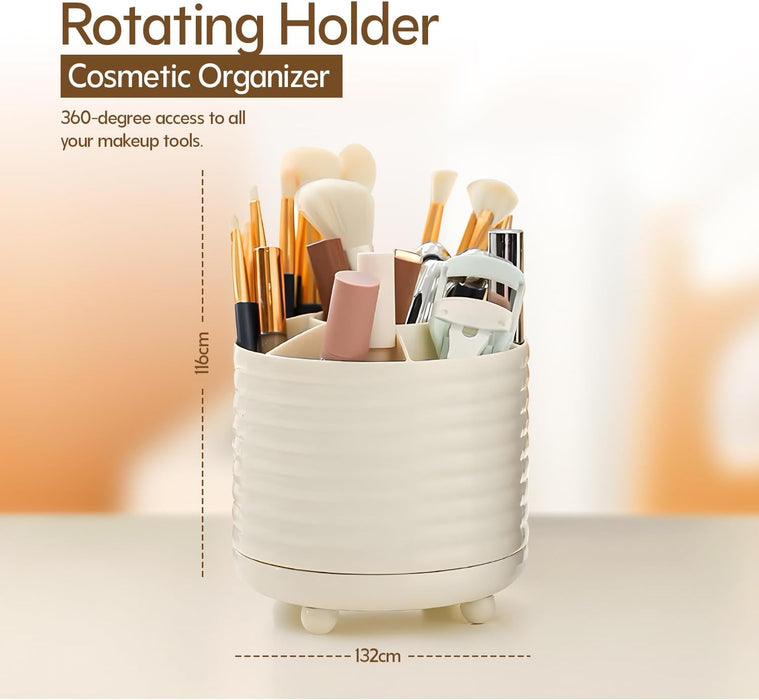 TruGlo Rotating Makeup Brush Holder Organizer - Modern and Multi-Functional Storage for Brushes, Lipsticks & Tools, Cosmetics Storage, Makeup Tools, Durable, Stylish & Spacious Beauty Accessory