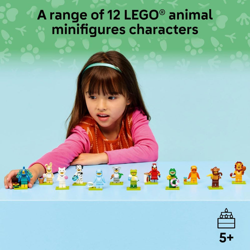 LEGO Minifigures Animal Series 28 - Blind Box - Get 1 of 12 Collectible Toys - Figures incl. Lion, Bunny, Cat & Dolphin - Party Bag Fillers for 5+ Year Old Boys & Girls - 71051