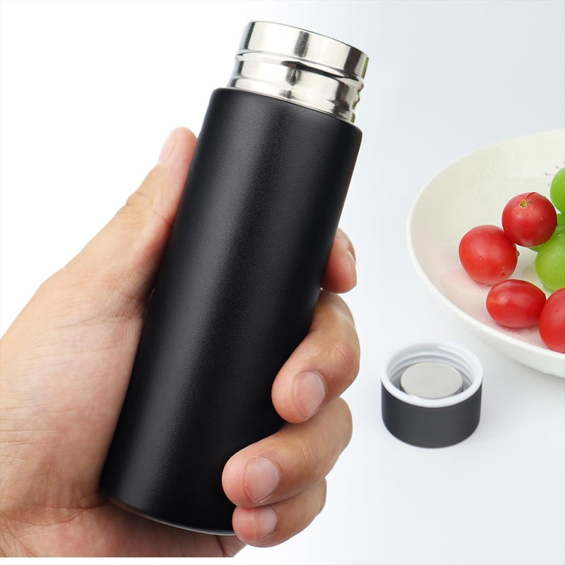 Mini Water Bottle, Mini Insulated Stainless Steel Bottle, 5oz/150ml Vacuum Insulated Reusable Leak Proof Stainless Steel Thermos, Flask Keeps Drink Cold and Hot for Purse Kids Women Lunch Bag - Black