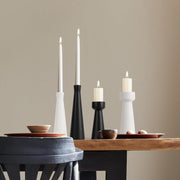 Candle Holders Set of 2, Azonee Ceramic Black Pillar Candle Holders, Modern Decorative Candlestick Holders for Home, Wedding & Party Decor