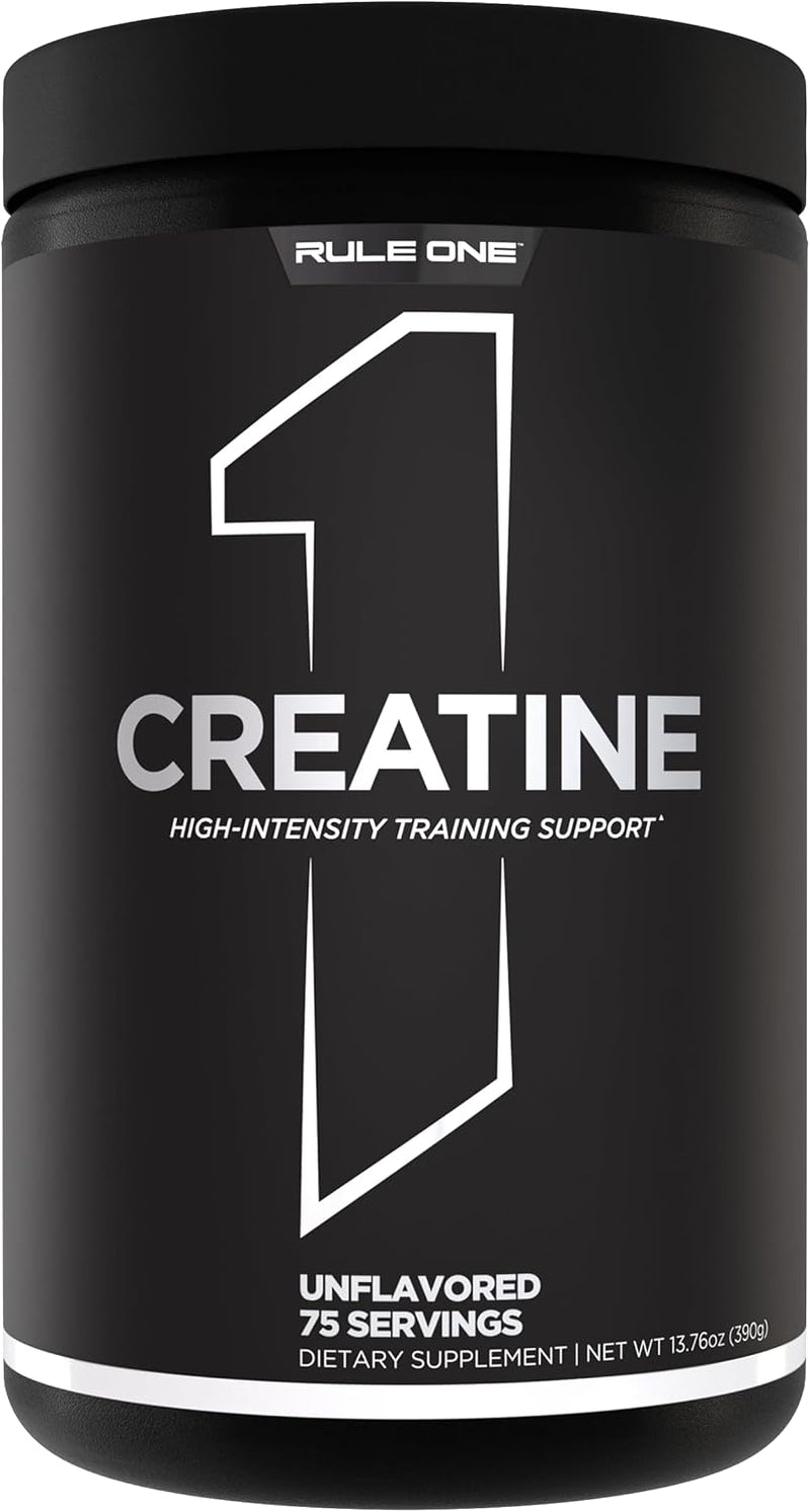 Rule 1 Creatine Powder Pure Micronized Creatine Monohydrate for High-Intensity Exercise and Lean Body Mass Support, Flavored and Unflavored (60 Servings, Fruit Punch) - Unflavored 75 Servings