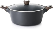 SENSARTE Nonstick Stock Pot with Lid, 4.5 QT Soup Pot Casserole Pot, Healthy Pasta Pot, Large Deep Cooking Pot, Big Sauce Pot Stew Pot, Induction Compatible, PFOA PFOS APEO Free, Black - Classic Black 6.2 Litres