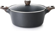 SENSARTE Ceramic Nonstick Stock Pot with Lid, 4.5 QT Soup Pot Casserole Pot, Non-toxic Healthy Pasta Pot, Large Cooking Pot Stew Pot, Induction Compatible, PFOA PFAS PTFE Free, White - Classic Black 6.2 Litres