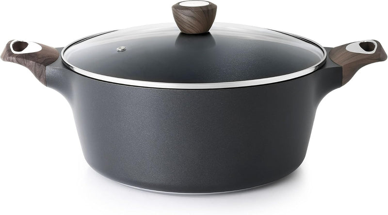 SENSARTE Ceramic Nonstick Stock Pot with Lid, 4.5 QT Soup Pot Casserole Pot, Non-toxic Healthy Pasta Pot, Large Cooking Pot Stew Pot, Induction Compatible, PFOA PFAS PTFE Free, White - Classic Black 6.2 Litres