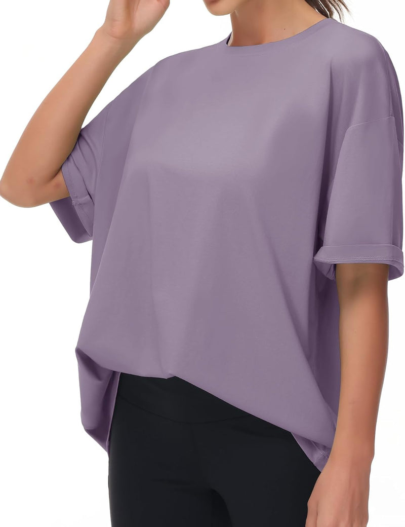 THE GYM PEOPLE Women's Casual Oversized T-Shirts Summer Crewneck Short Sleeve Workout Basic Tee Tops