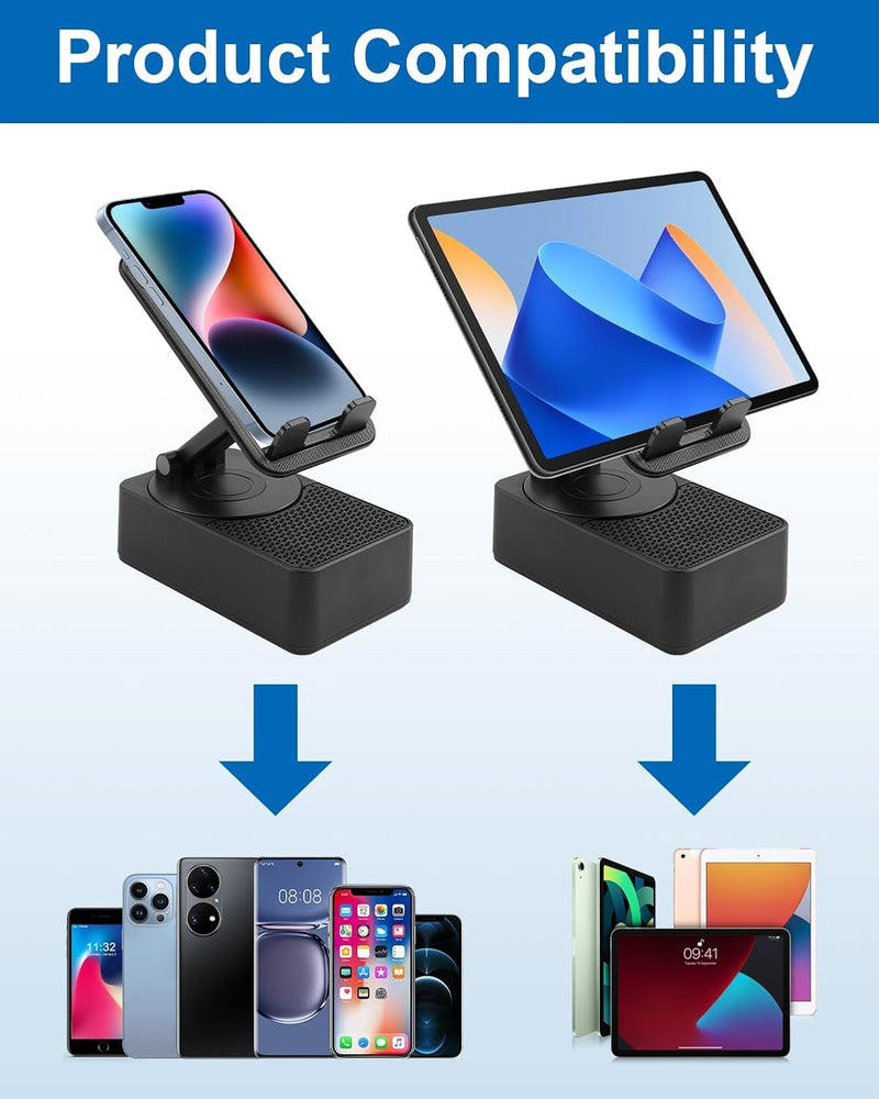 Induction Speaker Stand, 3 in 1 Foldable Cell Phone with Induction Speaker/Atmosphere Light/Anti-Slip Base, Audio Stand with 360 Rotation Foldable Dock