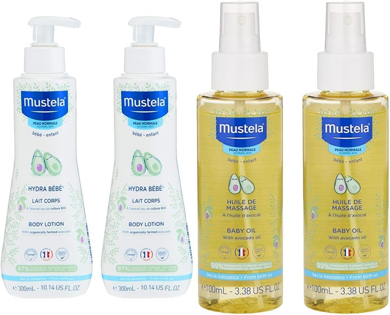 Moisturizing Body Lotion 300ml Pack of 2, White & Hair Styler & Skin Freshener for Baby, 200 ml - + Massage Oil 100ml