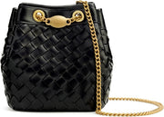 Women's Yara Hand-Woven Bucket Bag - Black