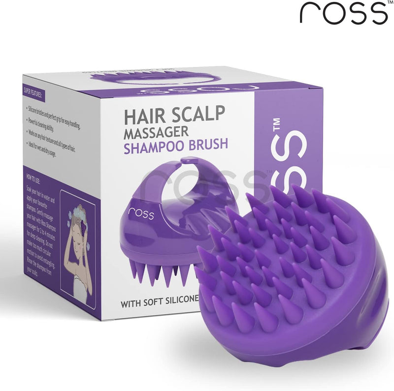 Ross Hair Scalp Massager Shampoo Brush with Soft Silicone Bristles (Black)