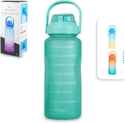 Unbreakable Water Bottle 1 Litre with Motivational Time Marker, Leakproof Durable BPA-Free Non-Toxic Water bottle for office,Water bottle for gym Detoxing eBook included Hunter Green with Motivational Time Marker - 2 ÙÙØªØ± Cool Aqua 2L