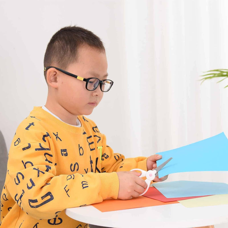 Blunted Kids Craft Scissors with Sleeve, 5.2 Inch Small Blunt Tip Training Scissors, Stainless Steel Blades Safety Handles for School Preschool Student Children Cutting Paper (2 Pcs, Bunny)