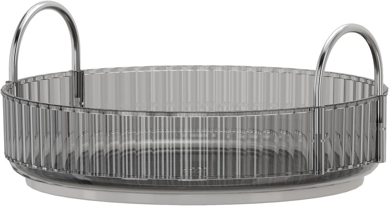 Makeup Organize Rotating,Perfume Organize, 360° Luxury Acrylic Makeup Organizer & Skincare Rack Spinning Lazy Susan 3 Tier,Dressing table to display your perfumes and cosmetics. (White-2)