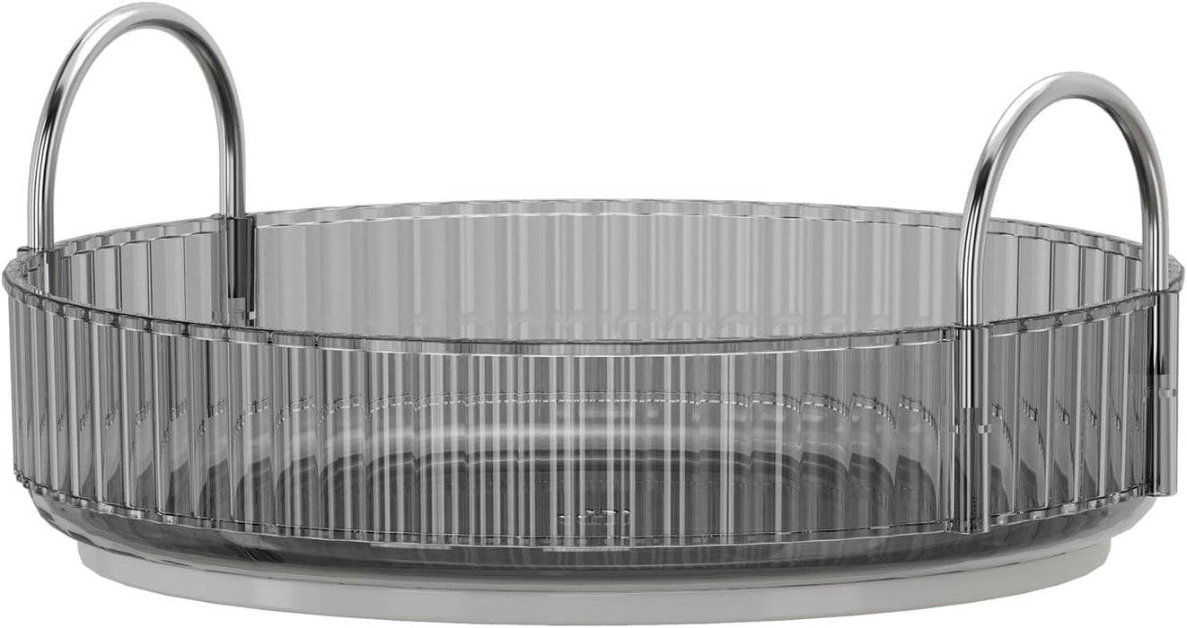 Makeup Organize Rotating,Perfume Organize, 360° Luxury Acrylic Makeup Organizer & Skincare Rack Spinning Lazy Susan 3 Tier,Dressing table to display your perfumes and cosmetics. (White-2)