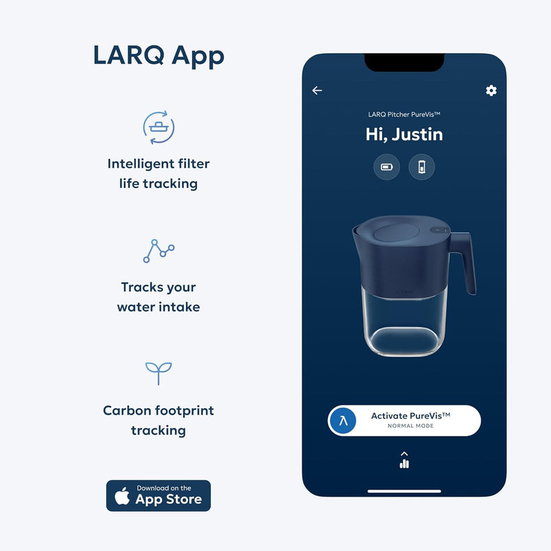 LARQ Pitcher PureVis Monaco Blue (Advanced Filter) 1.9 Liter / 8-Cup