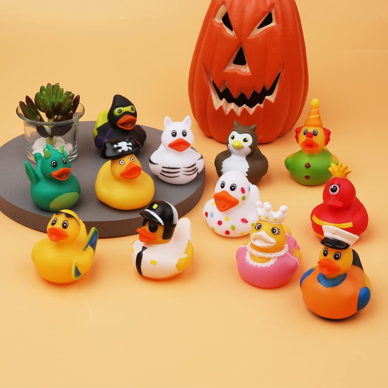 LUTER Pack of 12 Rubber Bath Ducks, Colourful Rubber Ducks Float and Bath Ducks, Cute Bath Ducks Toy for Baby Showers, Birthday Parties