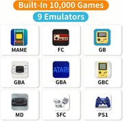 YU WELL Wireless Retro Game Console, Plug & Play Video TV Game Stick With 10000+ Games Built-in, 9 Emulators, 4K HDMI Output for TV with Dual 2.4G Wireless Controllers